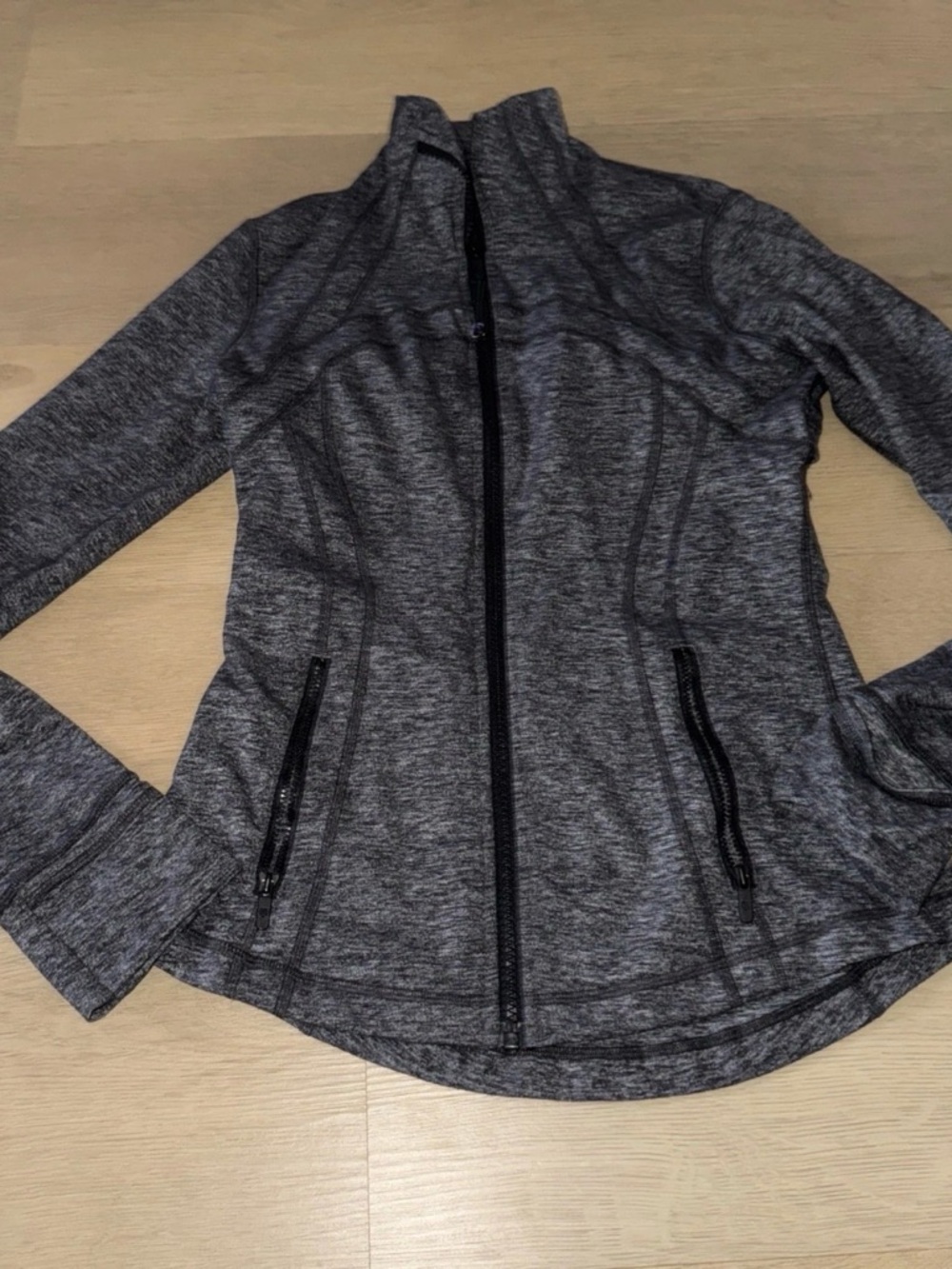 Lululemon Define Jacket Womens Sz 6 Heathered Black Stretch Running Zip Lovely!